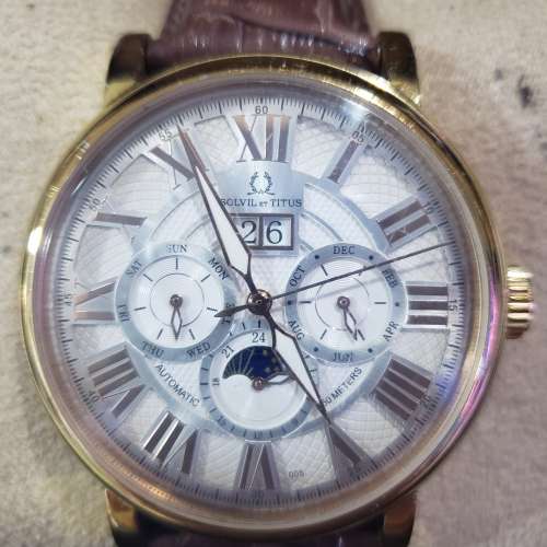 SOLVIL et TITUS 鐵達時 玫瑰金 白金羅馬字面 瑞士製全自動機芯 42.5mm 天長地久 皮...