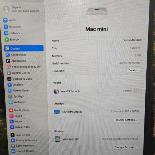 Mac Mini M1 8/256