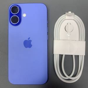 99%New iPhone 16 128gb 藍色 電池100% 有配件 跟充電線 自用首選超值