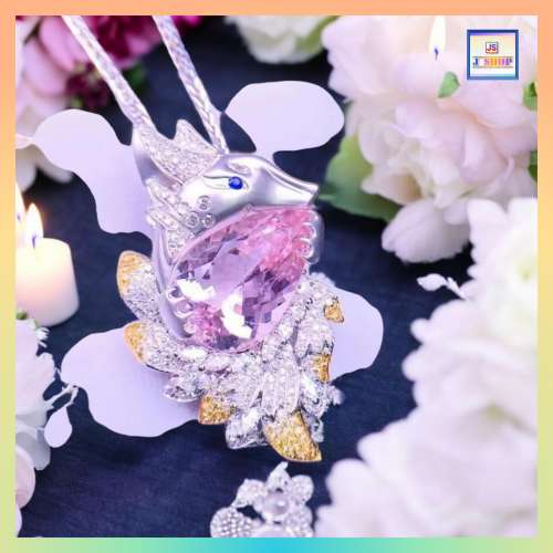 設計獨特耀眼九尾狐粉晶吊咀連頸鏈 *頸鏈可自由更換*《附送精美*紐扣絨布袋*一個 ※...