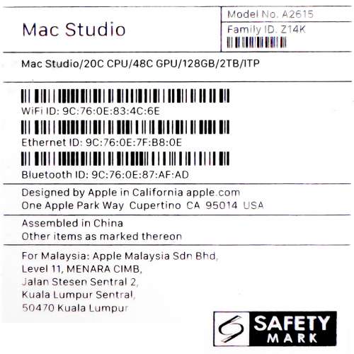 平讓 Mac Studio M1 Ultra / 128GB Ram / 2TB + Magic Mouse & Keyboard 加送HomePod!