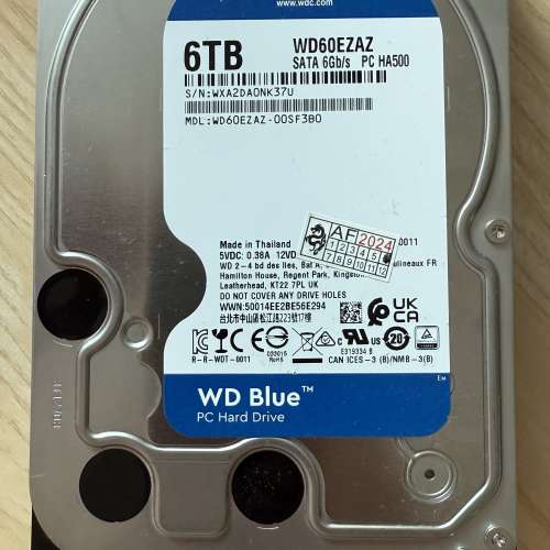 Western Digital 6TB WD Blue SATA 6Gb/s （4個）NAS