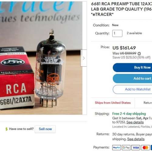 RCA 6681\12AX7A(Low Noise Tubes)1964年美國制(音質可媲美天價西歐管)