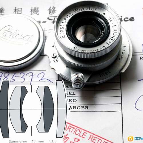Leica Leitz Wetzlar Summaron 3.5cm/3.5(L39)戰後白鏡6片4群雙高斯結構廣角95新  ...