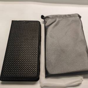 Iphone 16 pro max 黑色草席纹翻蓋手機套