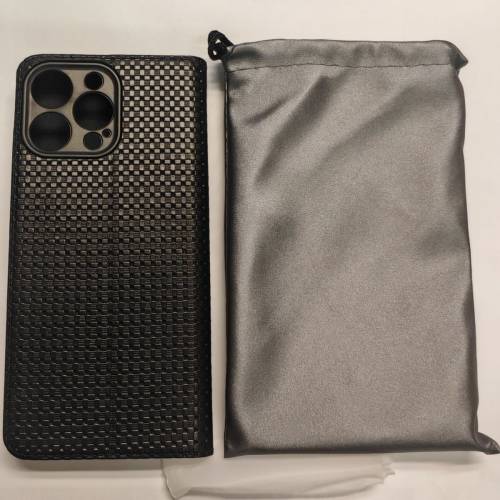 Iphone 16 pro max 黑色草席纹翻蓋手機套