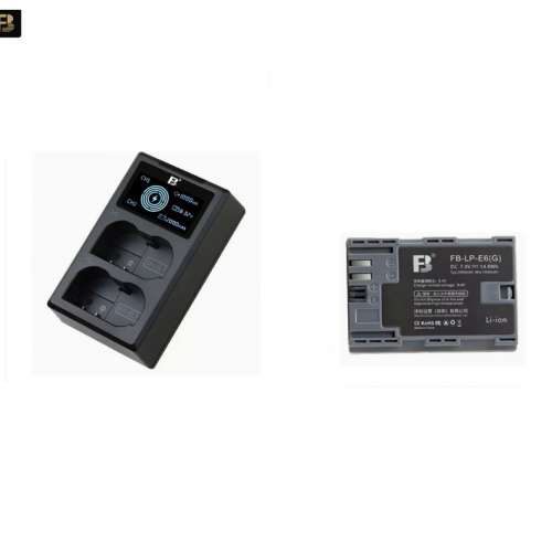 FB灃標 LP-E6 Lithium-Ion Battery Pack With Charger 代用鋰電池連充電機 (7.4V，...