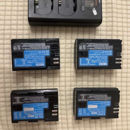 Canon電池 x4 +Canon 原廠電池 + Battpro雙充 Canon LPE6 LPE6N for Canon 6D5DR5