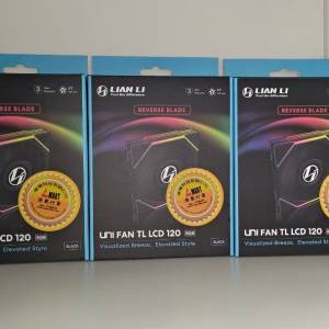 3把全新未開封）Lian Li 聯力 Uni Fan TL LCD Reversed 120mm 電腦機箱風扇（反向扇...