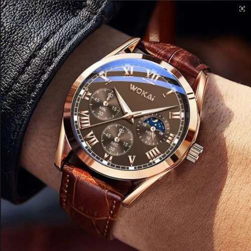 時尚潮流男士帥氣三眼裝飾學生石英手錶