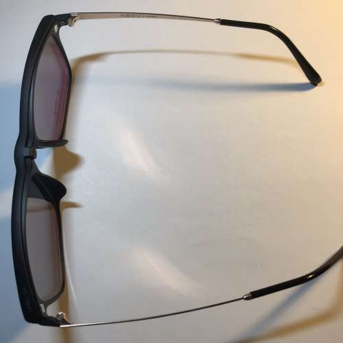 銀水銀偏光鏡clip on連磨砂黑色方形眼鏡(D12)