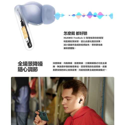 HUAWEI FreeBuds 5i Wireless Earbuds 華為真無線藍牙降噪耳機,全新行貨!