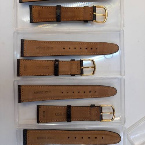 Brand New Seiko 20mm Genuine Lizard Paqdded Strap for Chronograph ( 真蜥蜴皮帶 )