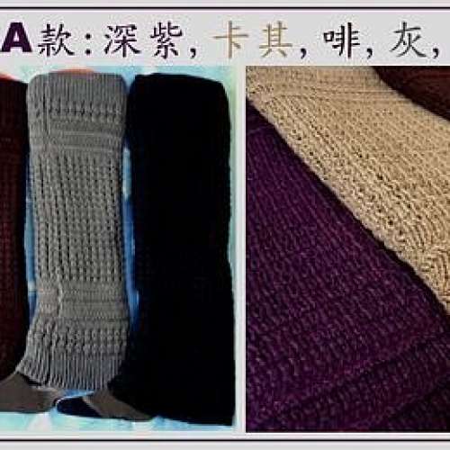 全新日韓手工豎紋針織混紡毛線甩花邊襪套 腿套 靴套 護踝腳套 鞋套 桶襪 腳套 襪套 ...