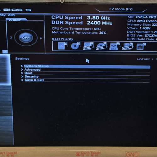 MSI X570-A PRO，R9-3900XT，32GB