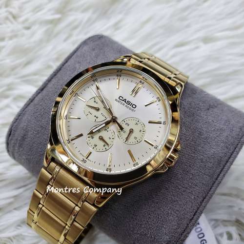 Montres Company 香港註冊公司(32年老店) 卡西歐 CASIO 不鏽鋼錶帶 防水 金色 MTPV...