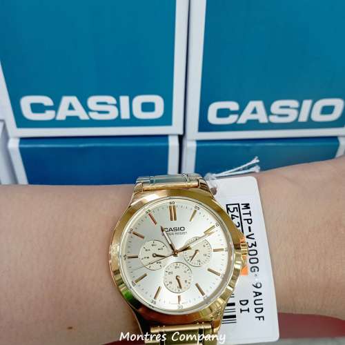 Montres Company 香港註冊公司(32年老店) 卡西歐 CASIO 不鏽鋼錶帶 防水 金色 MTPV...