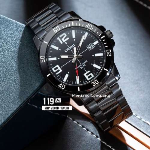 Montres Company 香港註冊公司(32年老店) 卡西歐 CASIO防水50米 不鏽鋼錶帶 黑色 M...