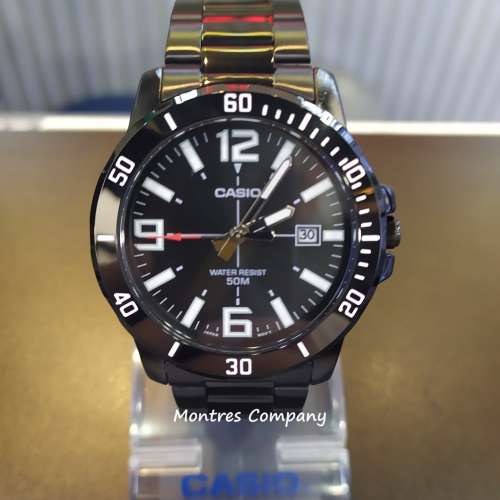 Montres Company 香港註冊公司(32年老店) 卡西歐 CASIO防水50米 不鏽鋼錶帶 黑色 M...