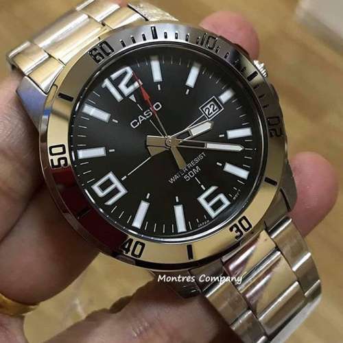 Montres Company 香港註冊公司(32年老店) 卡西歐 CASIO 黑水鬼 不鏽鋼錶帶 黑銀色 ...
