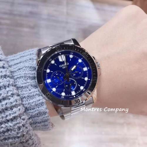 Montres Company 香港註冊公司 (32年老店) 卡西歐 CASIO 不鏽鋼錶帶 藍色 MTPVD300...