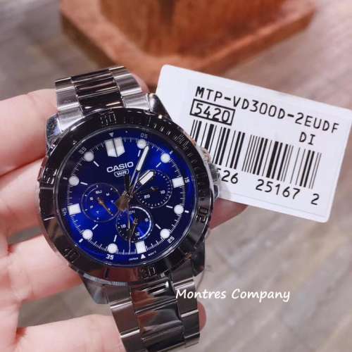 Montres Company 香港註冊公司 (32年老店) 卡西歐 CASIO 不鏽鋼錶帶 藍色 MTPVD300...