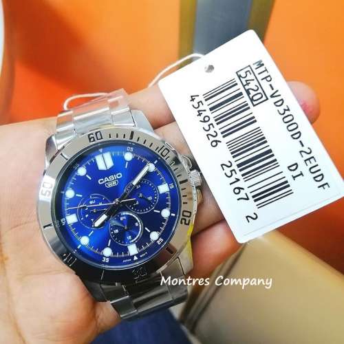 Montres Company 香港註冊公司 (32年老店) 卡西歐 CASIO 不鏽鋼錶帶 藍色 MTPVD300...