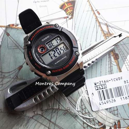 Montres Company 香港註冊公司(32年老店) 卡西歐 CASIO 防水 黑紅色 W216 W-216H W...