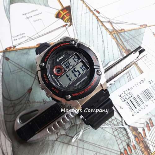 Montres Company 香港註冊公司(32年老店) 卡西歐 CASIO 防水 黑紅色 W216 W-216H W...
