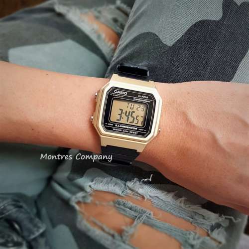 Montres Company 香港註冊公司 (32年老店) 卡西歐 CASIO 七年電池壽命 黑金色 W217...