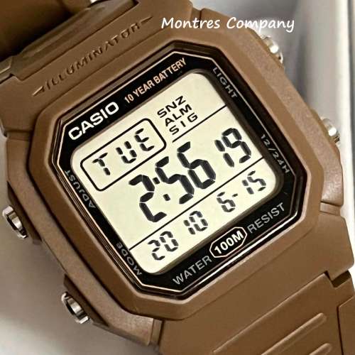 Montres Company 香港註冊公司(32年老店) 卡西歐 CASIO 十年電池壽命 啡棕色 W-800...