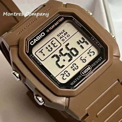 Montres Company 香港註冊公司(32年老店) 卡西歐 CASIO 十年電池壽命 啡棕色 W-800...