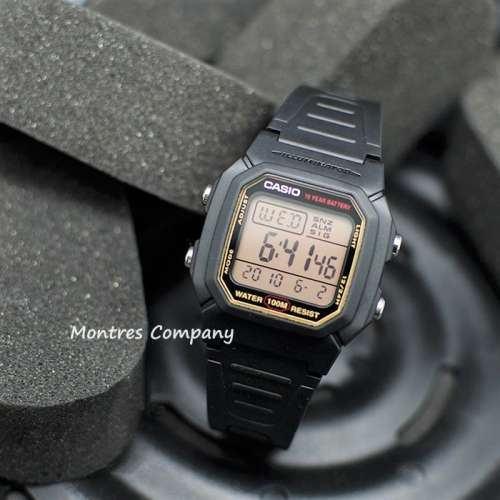 Montres Company 香港註冊公司(32年老店) 卡西歐 CASIO 十年電池壽命 金黑色 W-800...