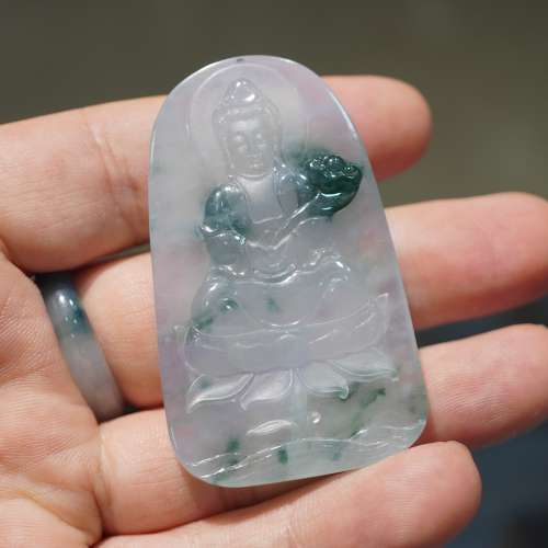 天然翡翠觀音牌