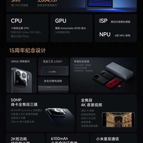 （少量現貨）小米（MI）15S Pro 玄戒O1旗艦處理器 徠卡光學全焦段高速鏡頭 16GB+51...