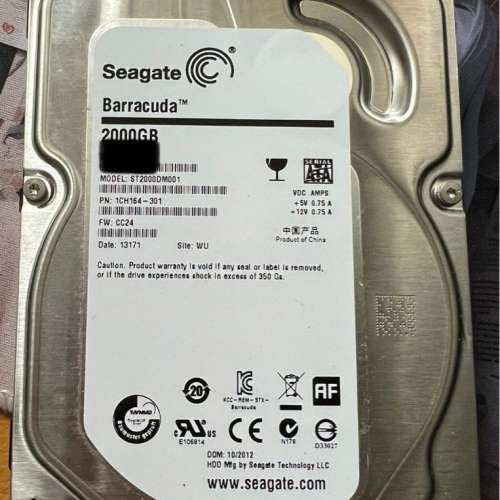 Seagate 2T HDD harddisk 硬盤