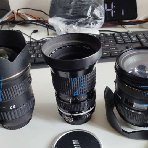 放四支原廠NIKON AF或TOKINA  AFS(NIKON 用)廣角變焦鏡=$6200(全部)