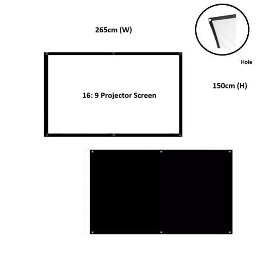 16: 9 Portable Projector Screen - 265cm (W) X 150cm (H) - 120吋 白玻纖投影幕布