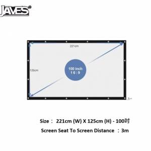 JAVES 16: 9 Portable Projector Screen - 221cm (W) X 125cm (H) - 100吋投影幕布