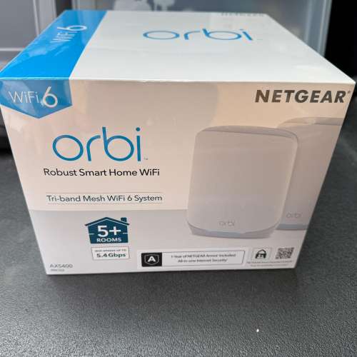 NETGEAR Orbi (RBK762S) 三頻 AX5400 WiFi 6 Mesh 無線系統 (2件裝, 1主機 + 1分機)