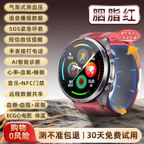 健康監測氣泵式測血壓心率血氧睡眠指數手錶