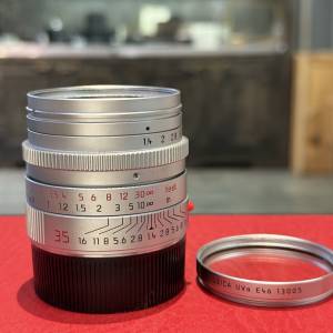Leica summilux-m 35mm f1.4 asph v1 chrome lens 11883 with original filter