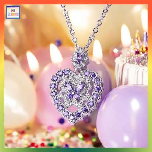 簡約高雅心型蝴蝶酷石吊咀連頸鏈 *頸鏈可自由更換*《附送精美*紐扣絨布袋*一個 ※ ...