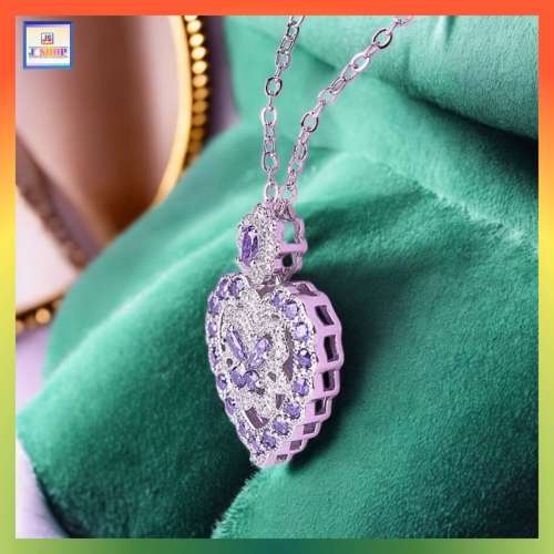 簡約高雅心型蝴蝶酷石吊咀連頸鏈 *頸鏈可自由更換*《附送精美*紐扣絨布袋*一個 ※ ...