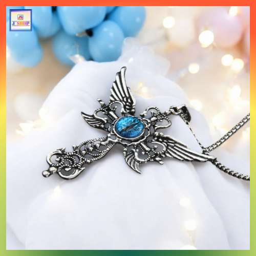 歌特風格天使之翼藍魔眼十字架吊咀連頸鏈 *頸鏈可自由更換*《附送精美*紐扣絨布袋*...