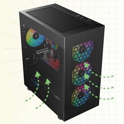 Gaming Case, ASUS PRIME B250M-A, 6 x 120mm 彩燈風扇, Corsair VENGEANCE RGB PR...