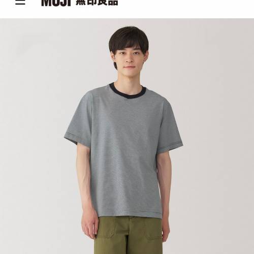 無印良品Muji黑色橫間Tee