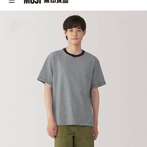 無印良品Muji黑色橫間Tee