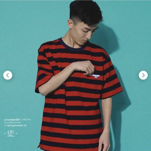本地牌子Number Life 紅黑間條Tee