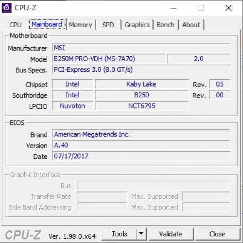 MSI B250M Pro-VDH 底板 + i5-7500 CPU + 16G RAM